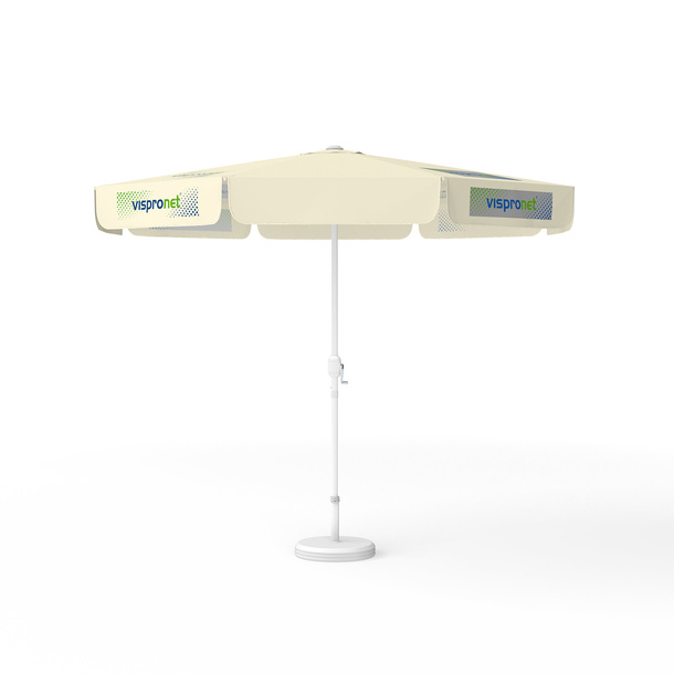 Sonnenschirm mit Logodruck, ø 300 cm, 4 Segmente mit 2 Motiven im Wechsel bedruckt