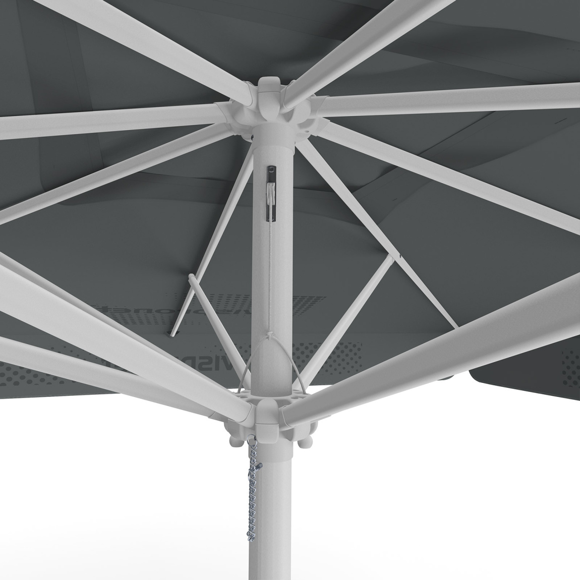 Sonnenschirm mit Logodruck, 300 x 300 cm, Detail Seilzug