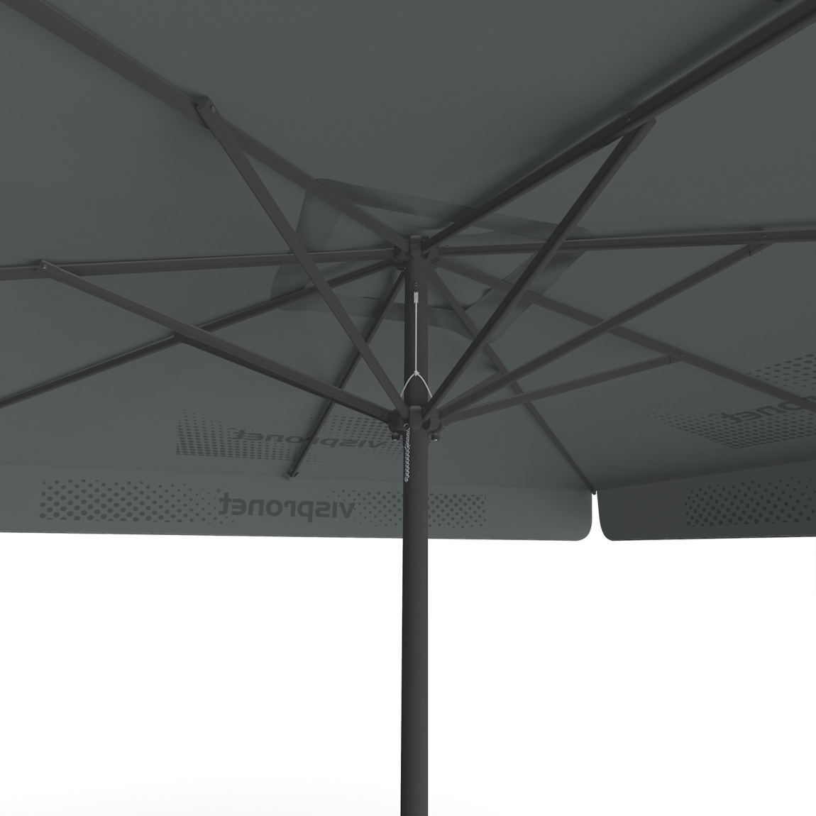 Sonnenschirm mit Logodruck, 300 x 300 cm, Ansicht von unten