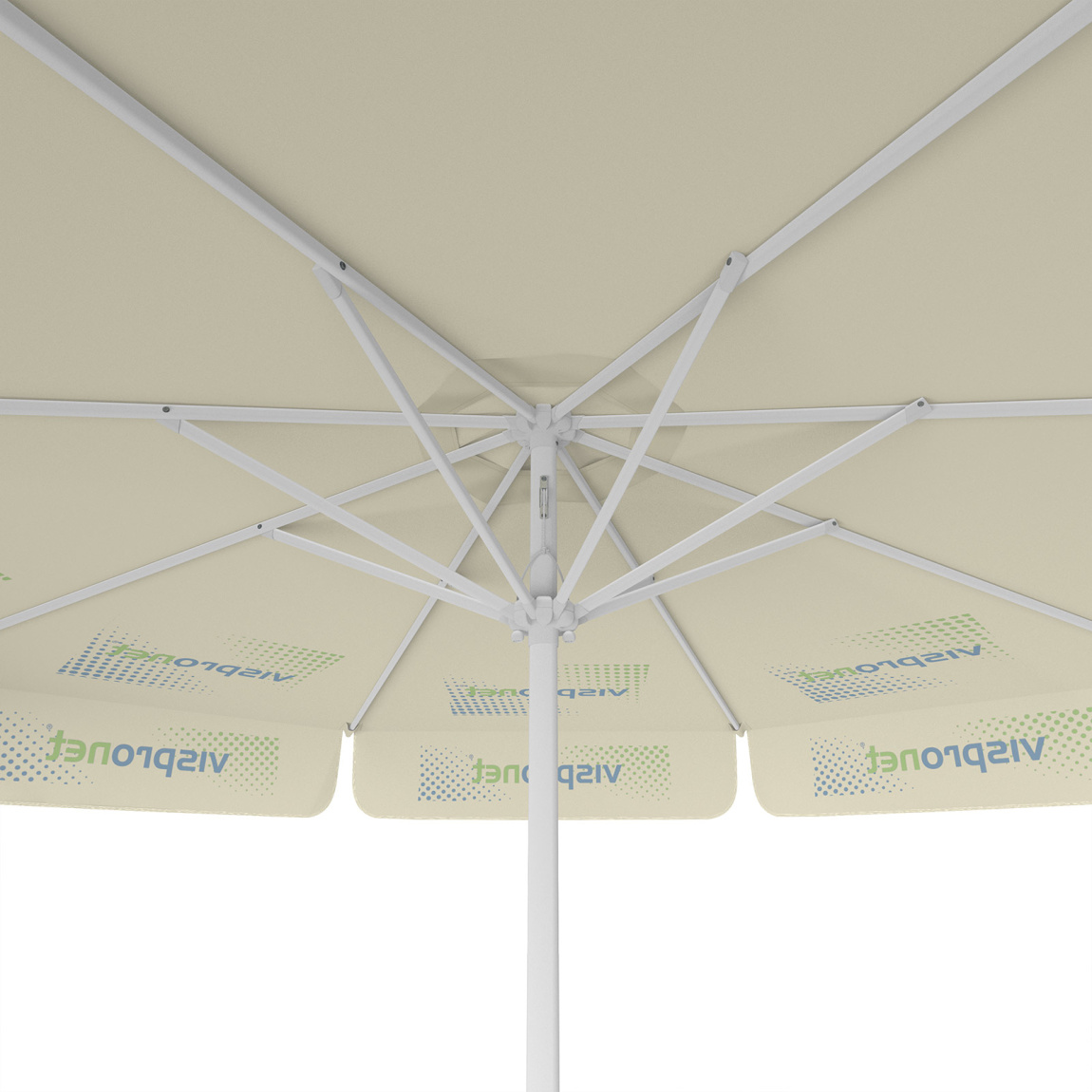 Sonnenschirm mit Logodruck, ø 300 cm, Ansicht von unten