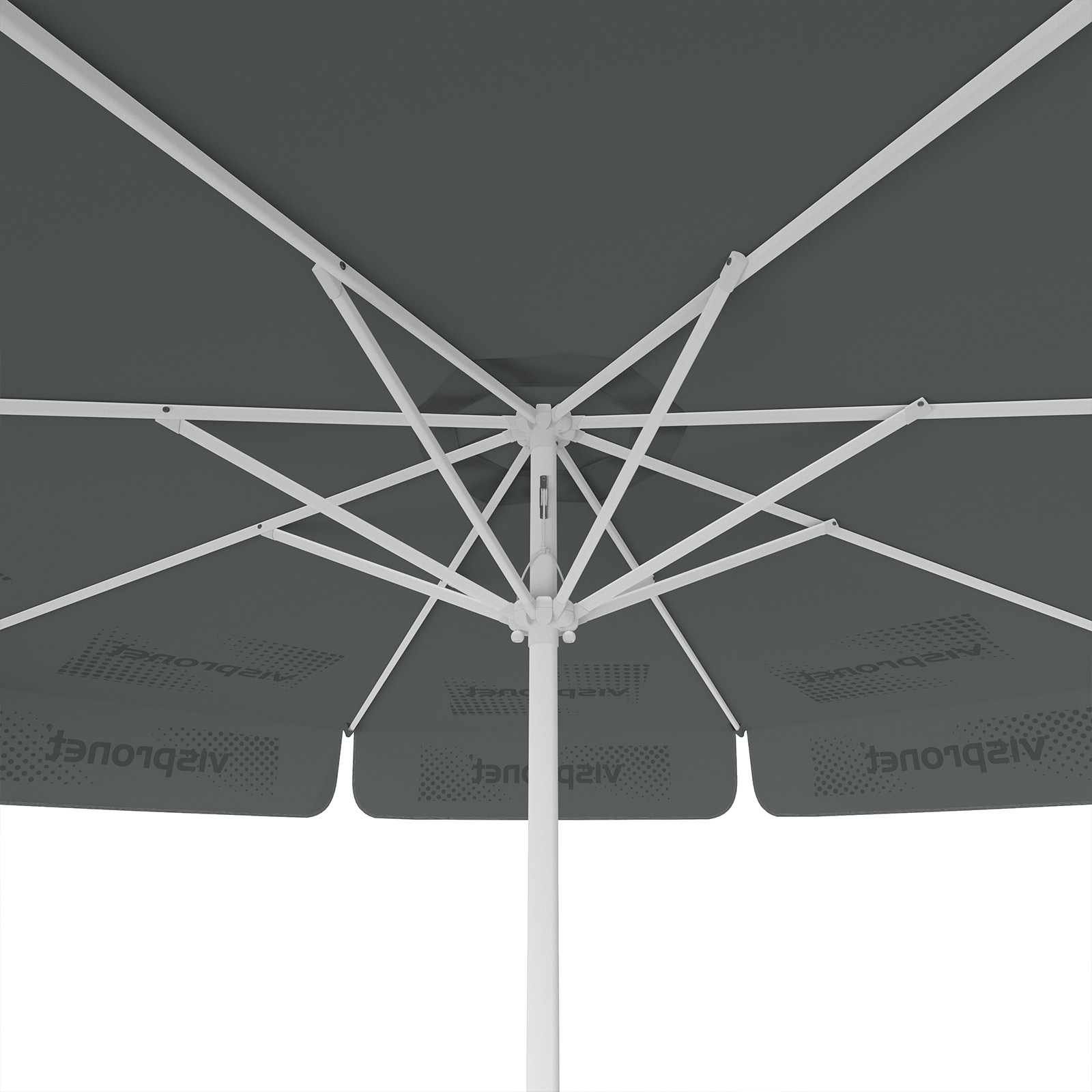 Sonnenschirm mit Logodruck, ø 300 cm, Ansicht von unten