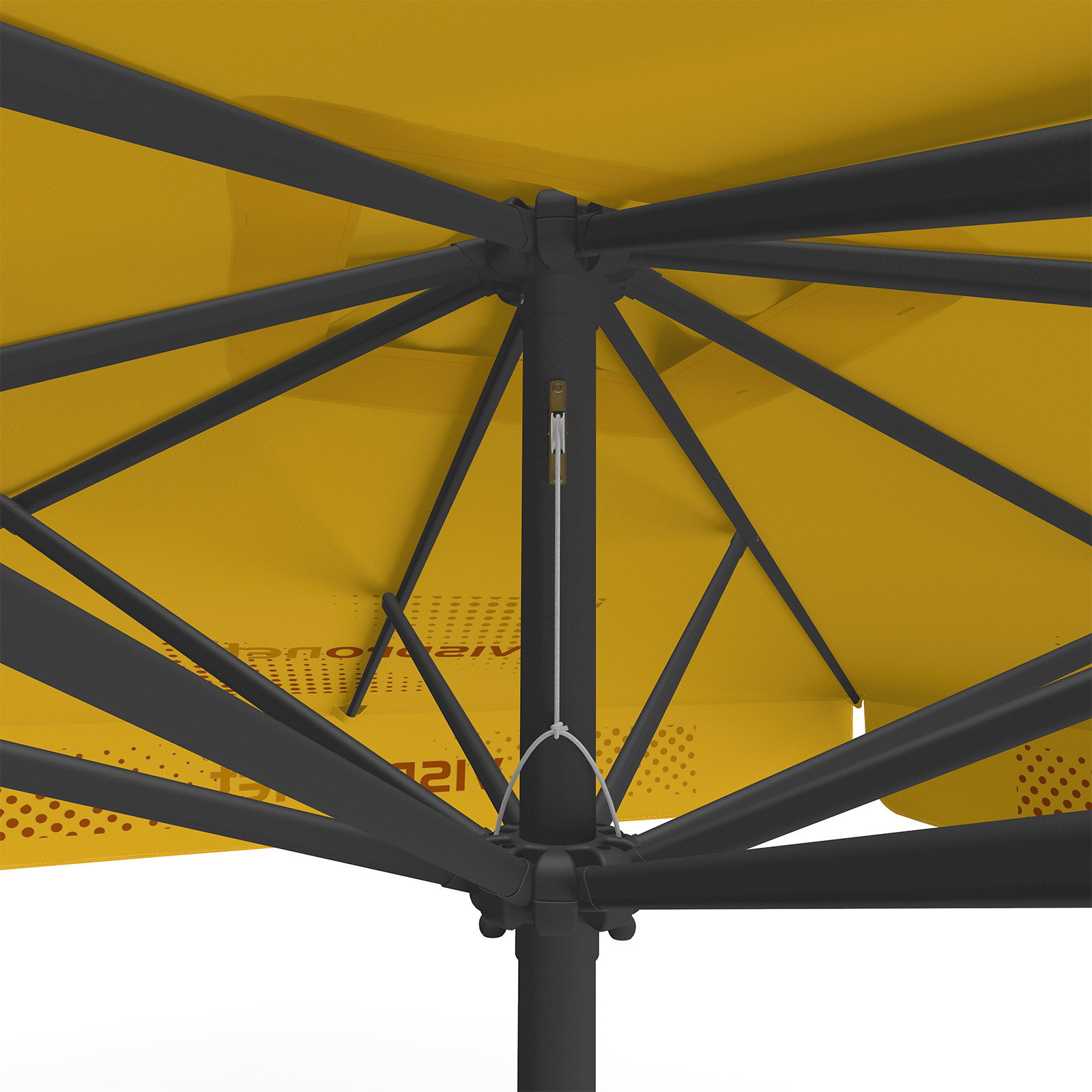 Sonnenschirm mit Logodruck, 250 x 250 cm, Detail Seilzug