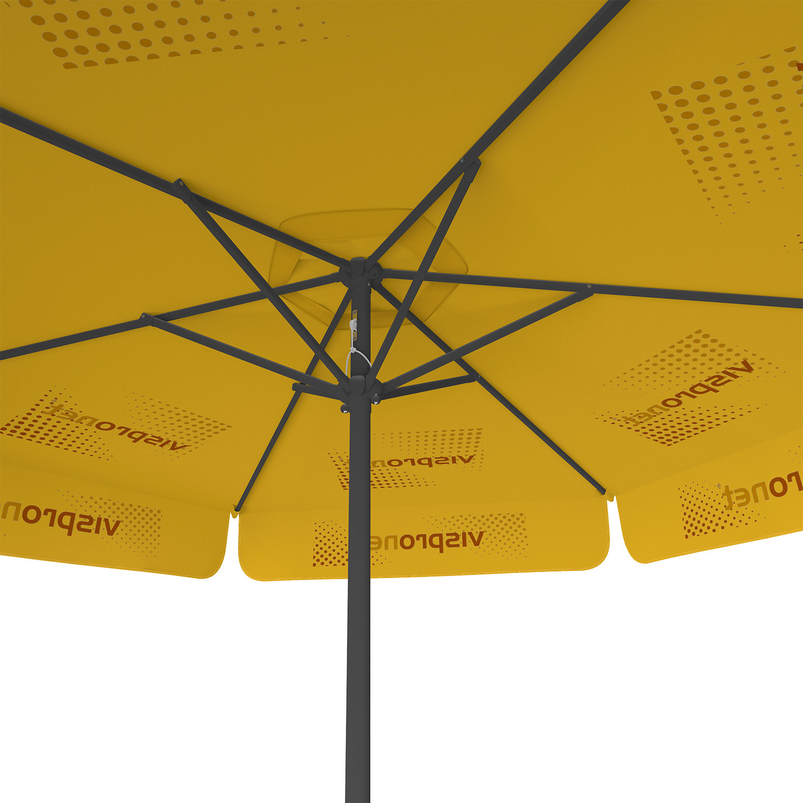 Sonnenschirm mit Logodruck, ø 250 cm, Ansicht von unten