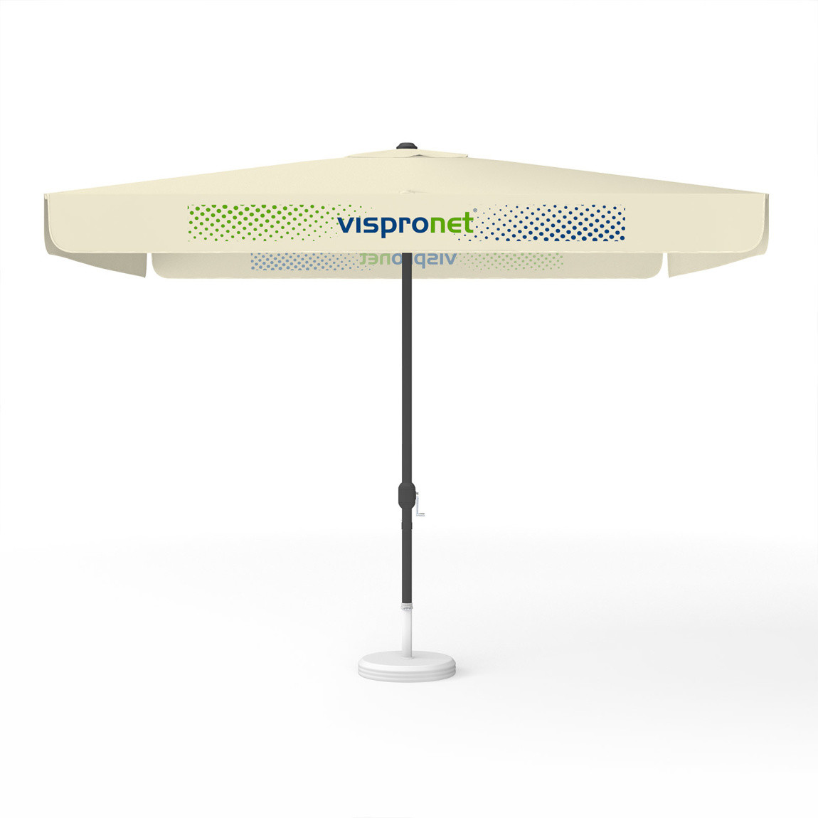 Sonnenschirm mit Logodruck, 300 x 300 cm, 2 Volants bedruckt