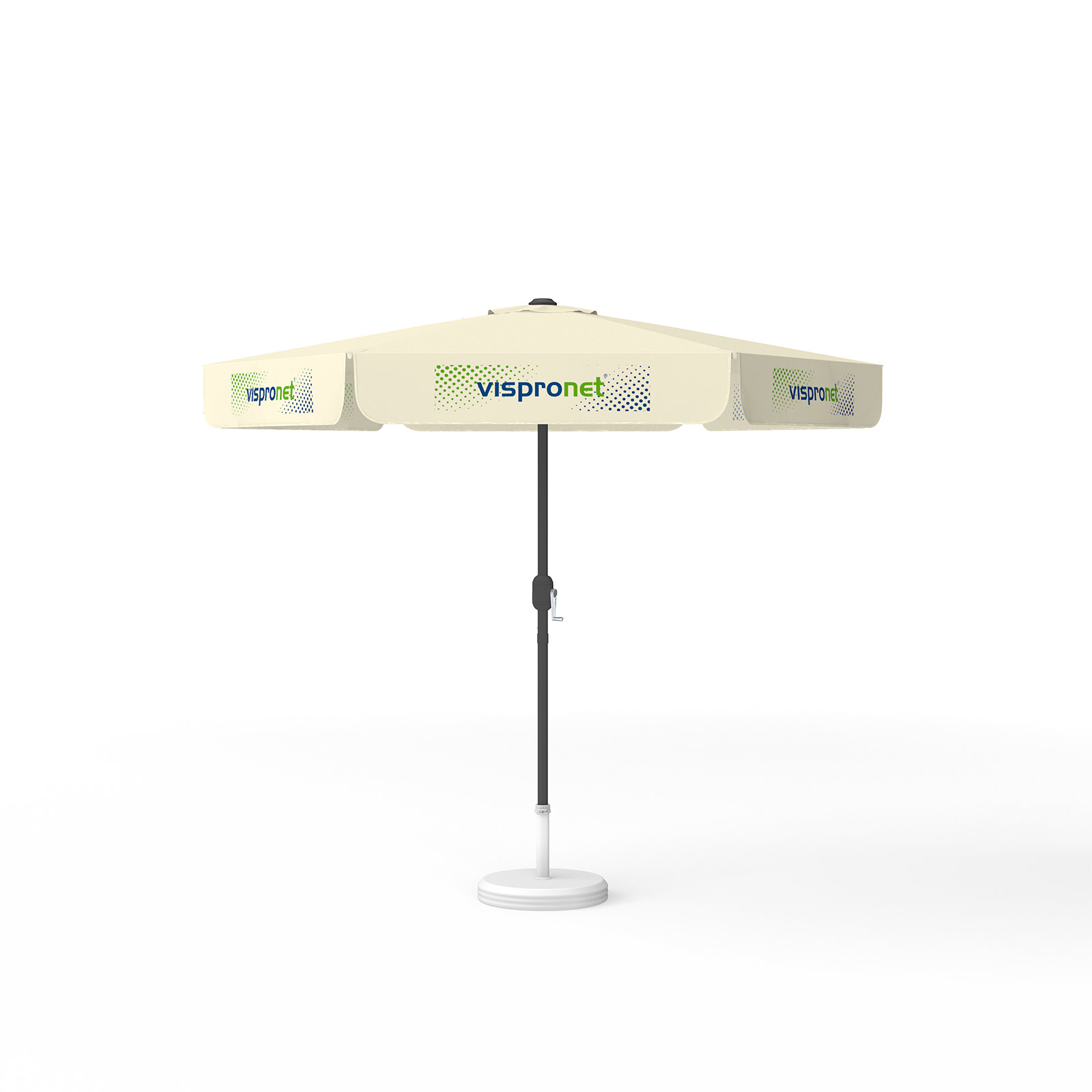 Sonnenschirm mit Logodruck, ø 250 cm, alle 6 Volants mit 1 Motiv bedruckt