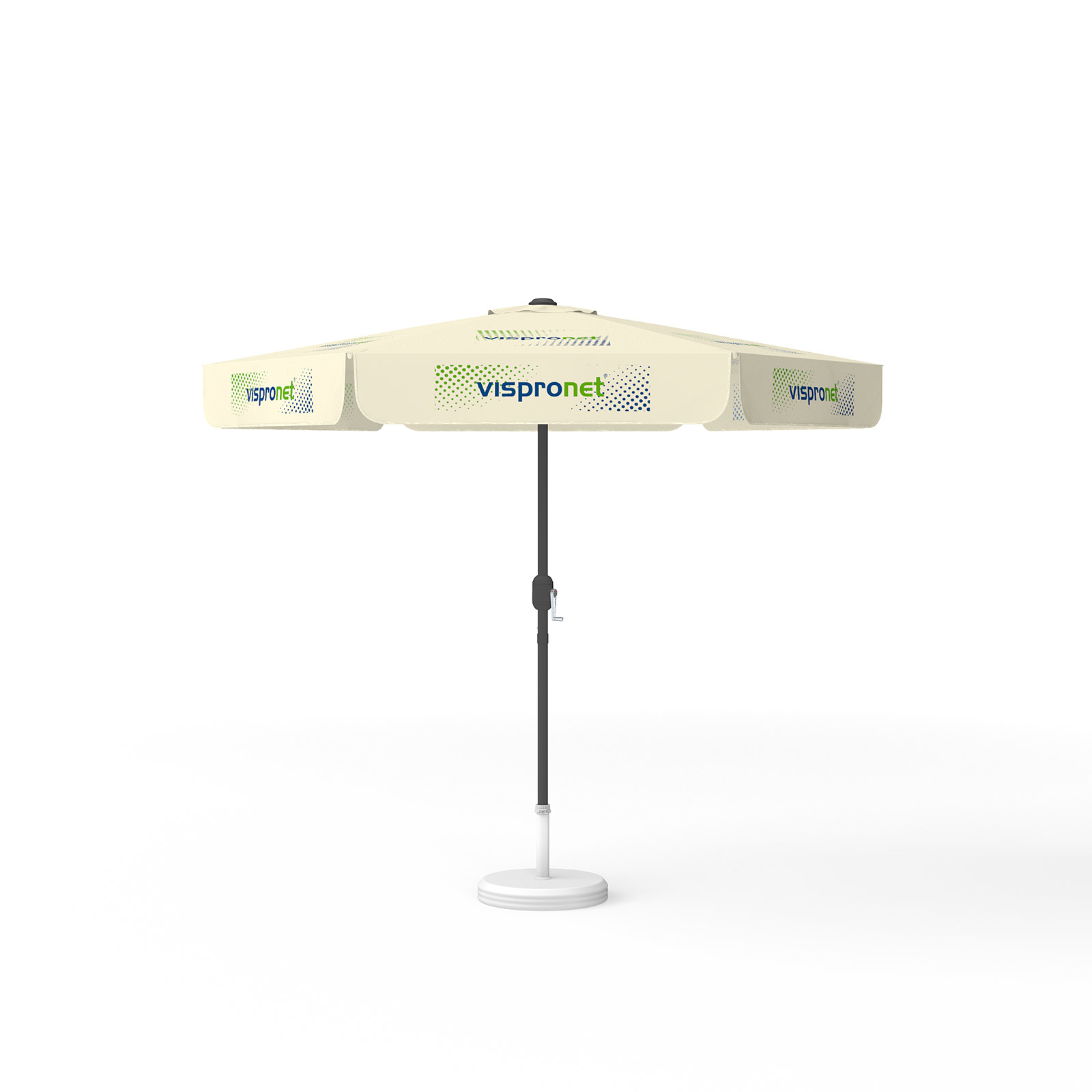 Sonnenschirm mit Logodruck, ø 250 cm, alle 6 Segmente mit 1 Motiv bedruckt