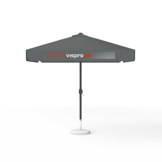 Sonnenschirm mit Logodruck, 250 x 250 cm, 4 Volants mit 2 Motiven im Wechsel bedruckt