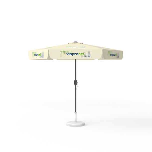 Sonnenschirm mit Logodruck, ø 250 cm, alle 6 Segmente mit 1 Motiv bedruckt