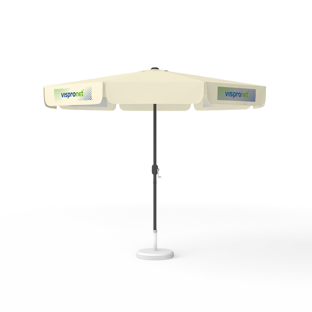 Sonnenschirm mit Logodruck, ø 300 cm, 4 Volants mit 2 Motiven im Wechsel bedruckt