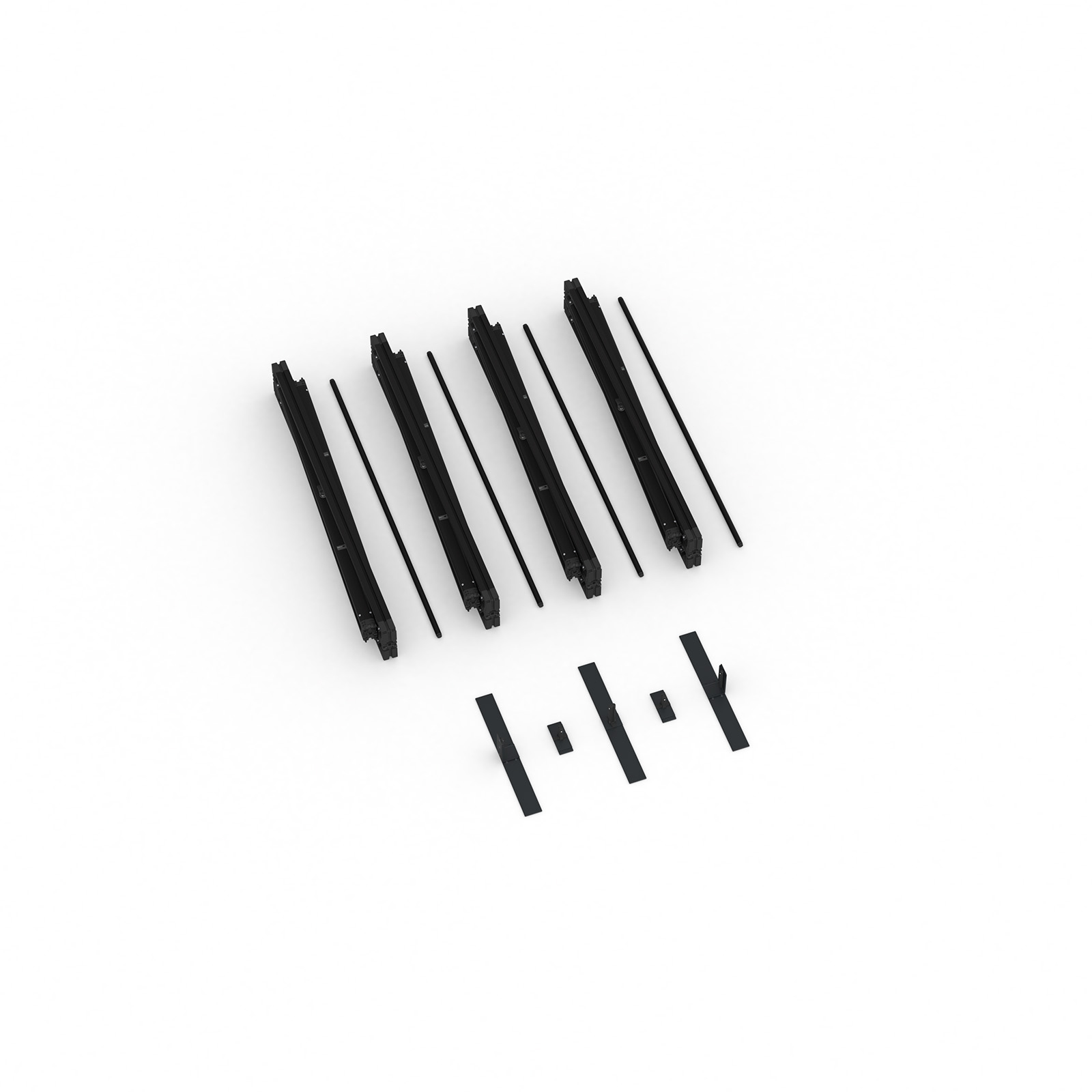Lieferumfang Kederrahmen flex, Systembreite 400 cm, Systemhöhe 200 cm, schwarz