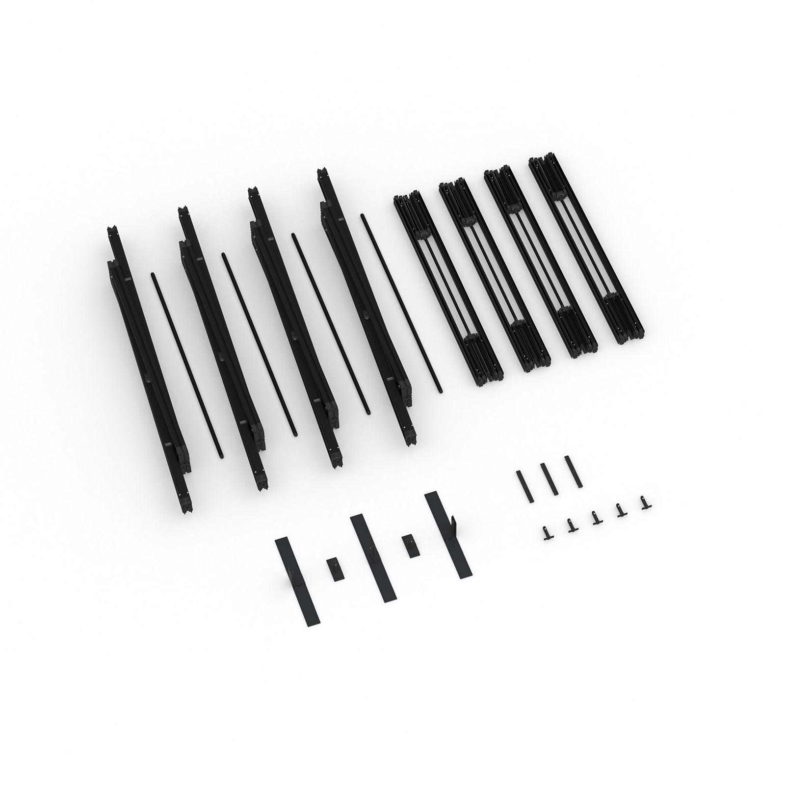 Lieferumfang Kederrahmen flex, Systembreite 400 cm, Systemhöhe 300 cm, schwarz