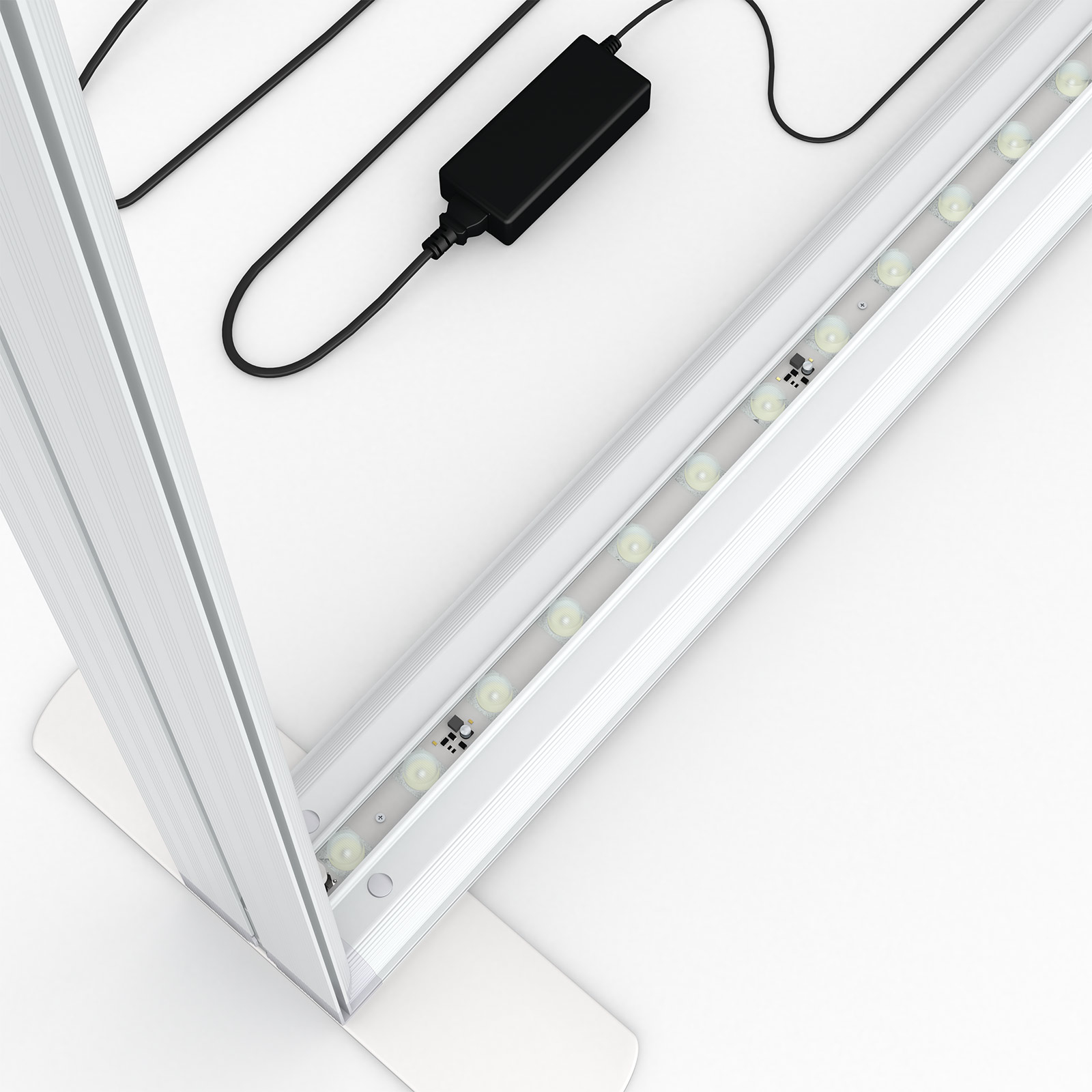 Messewand Lightbox flex, Detail: LED-Streifen