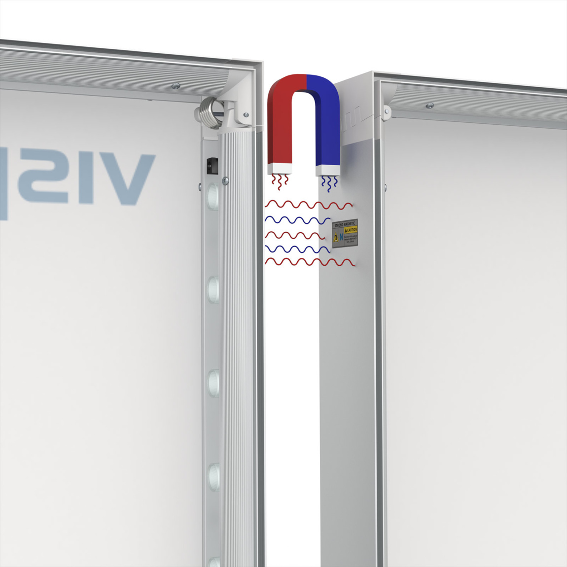 im Rahmen integrierte Magnete - zur Verbindung von Einzelwänden