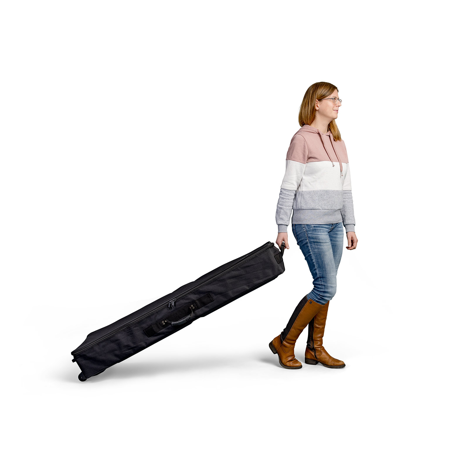 Einfacher Transport dank Trolleytasche mit Rollen