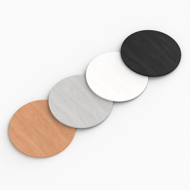 Lamellen Counter, rund:  mit Tisch- und Bodenplatten in 4 Farben lieferbar