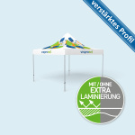Faltpavillon Premium 3 x 3 m, Dach & Volant mit Druck, ohne Zeltwände