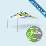 Faltpavillon Premium 3 x 6 m, Dach & Volant mit Druck, ohne Zeltwände