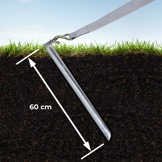 extra starke Erdnägel für die sichere Verankerung auf weichen Böden