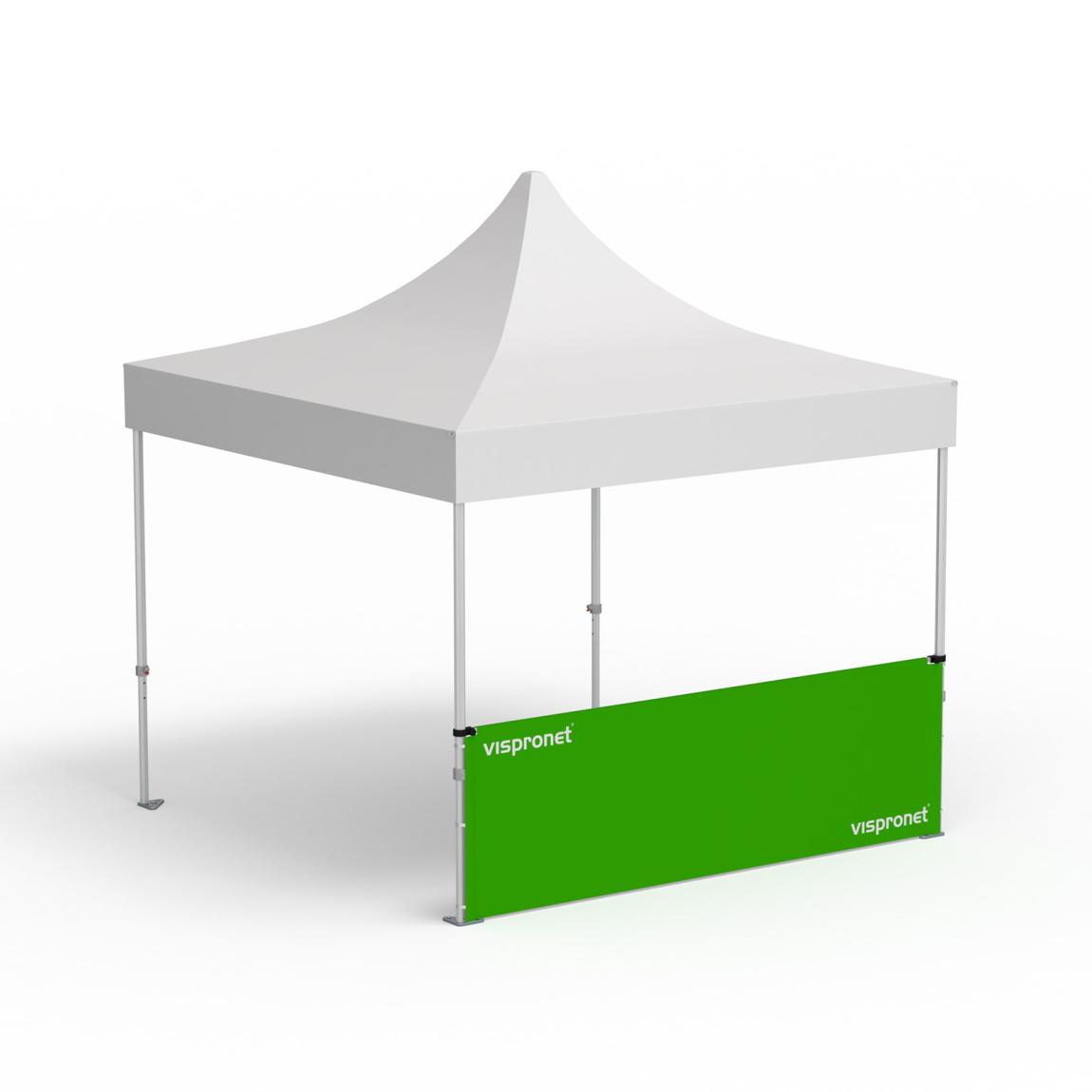 Faltpavillon Premium, Beispiel mit 1 halbhohen Wand 3 m