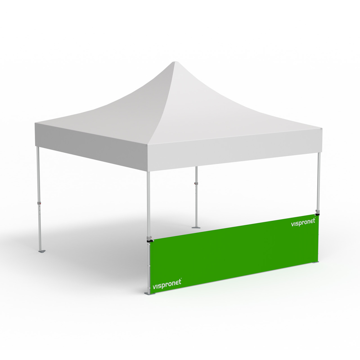 Faltpavillon Select, Beispiel mit 1 halbhohen Wand 4 m