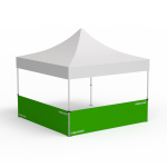 Faltpavillon Select, Beispiel mit 2 halbhohen Wänden