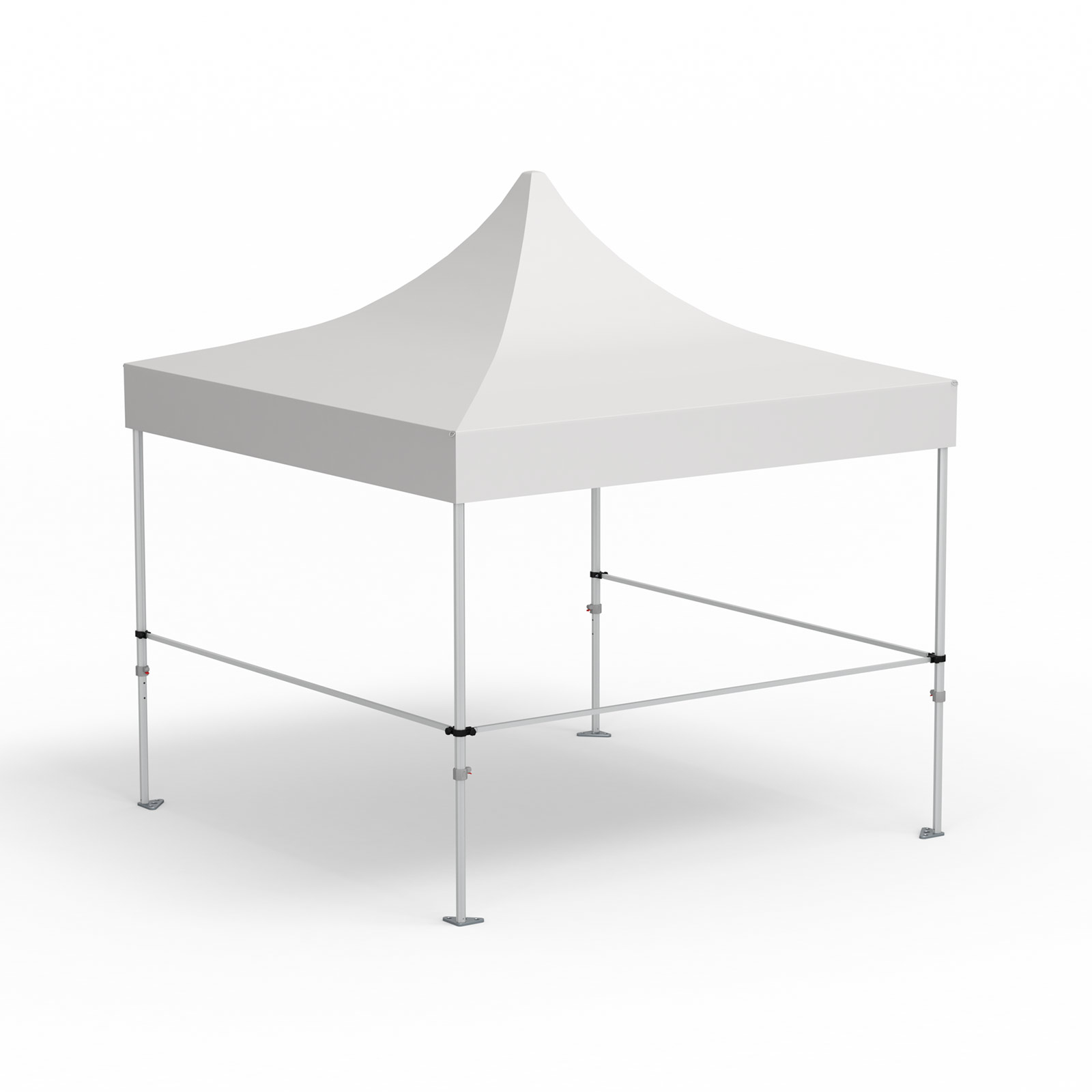Faltpavillon Select, Beispiel mit 3 Querstangen für halbhohe Wände