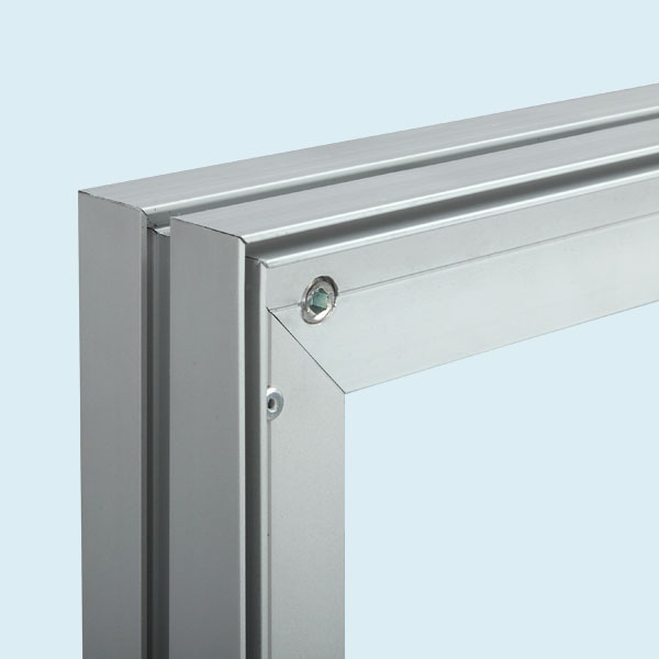 Deckenhänger Werberahmen Q-Frame® , Detail: Ecke Alu-Rahmen