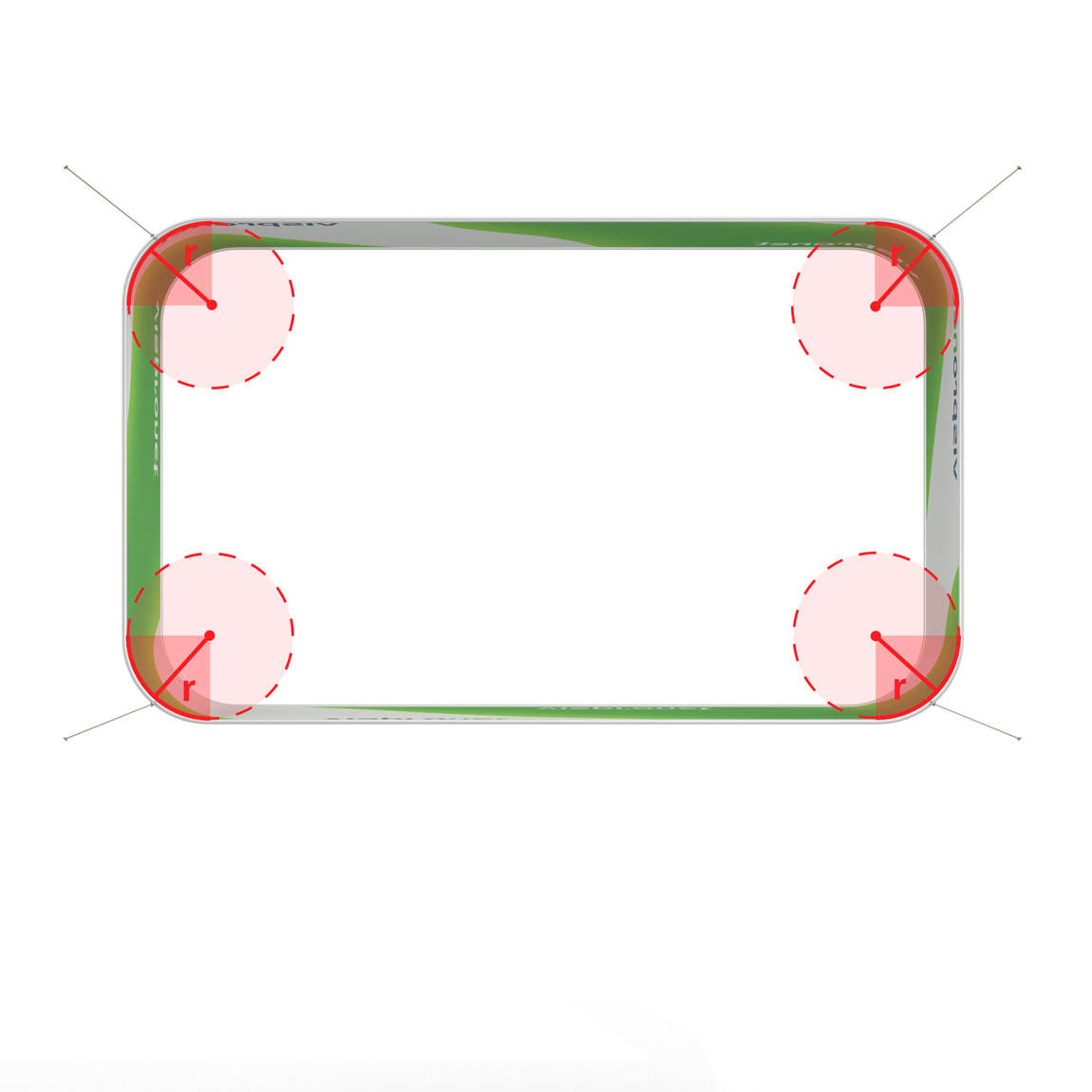 Deckenhänger Rechteck Alu-Kederprofil gebogen - Radius 50 cm