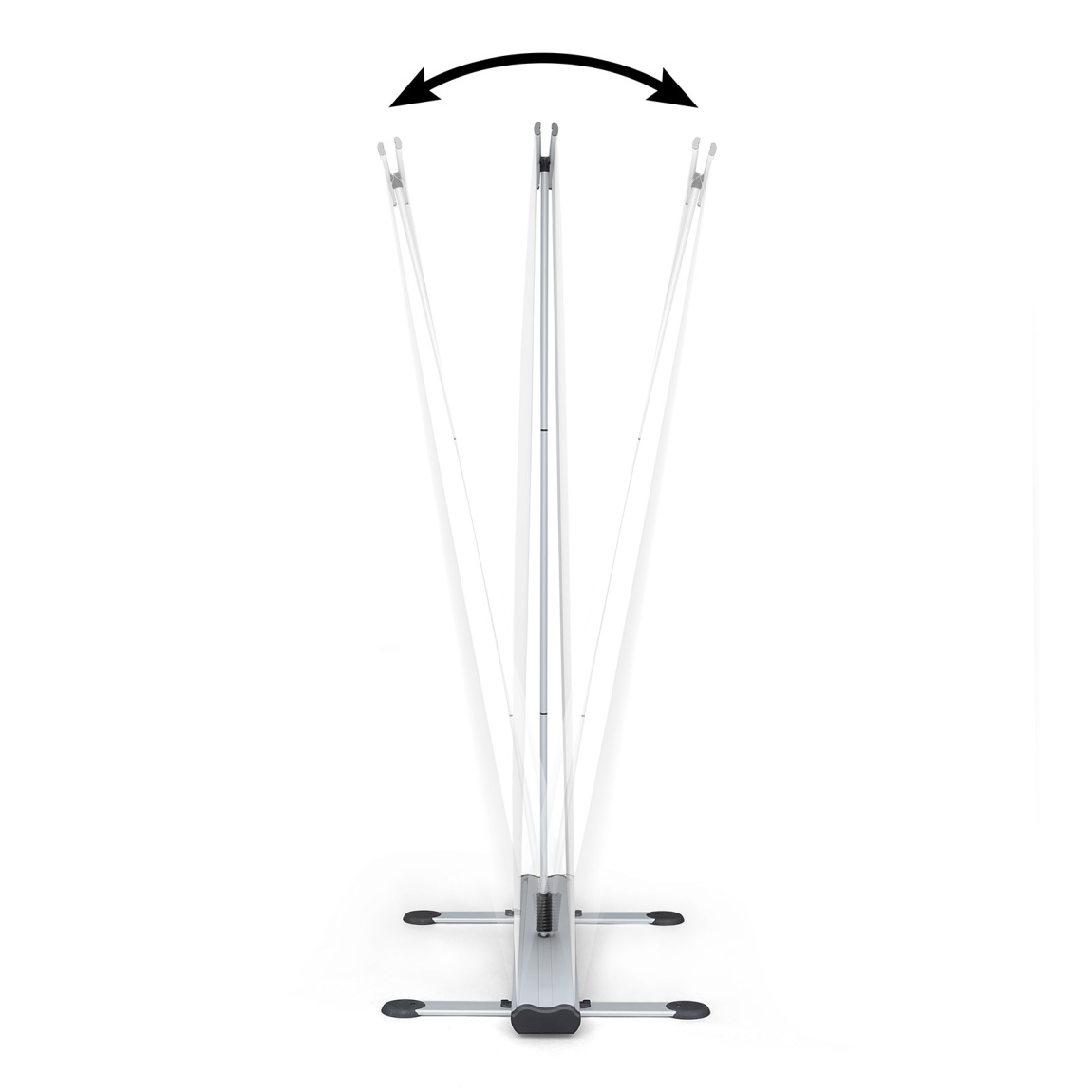 mit gefederter Stützstange zum Ausgleich von Windböen