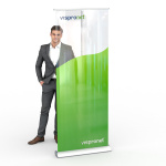 Roll Up mit Displayfolie 175, transparent (Weißdruck hinter Farbflächen)