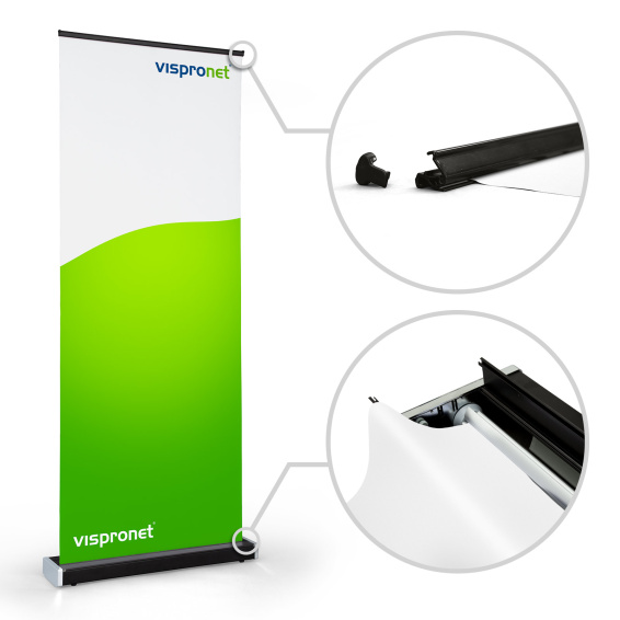 Befestigung des Druckteils oben & unten in Klemmschienen (kein Kleben)