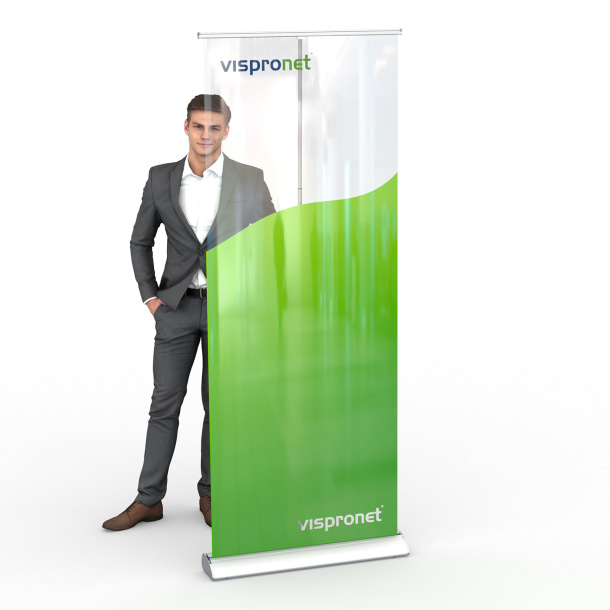 Roll Up mit Displayfolie 175, transparent (Weißdruck hinter Farbflächen)