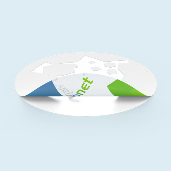 Weißdruck hint. Farben: Motiv blickdicht, unbedruckte Flächen transparent