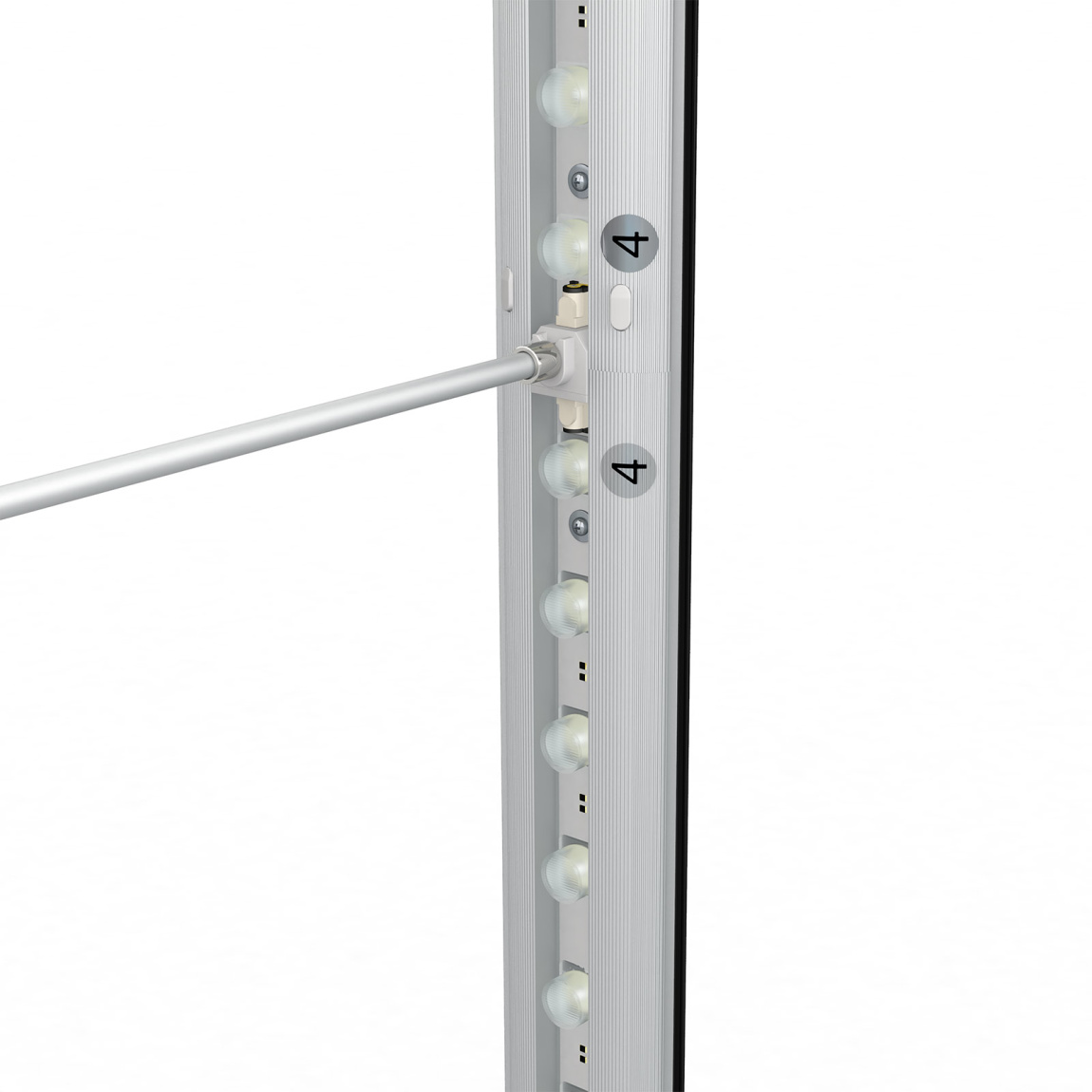 Messewand Lightbox click, Befestigung Stützstange