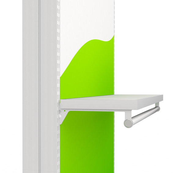 Prospektablage mit Kleiderstange / Schlitzprofil