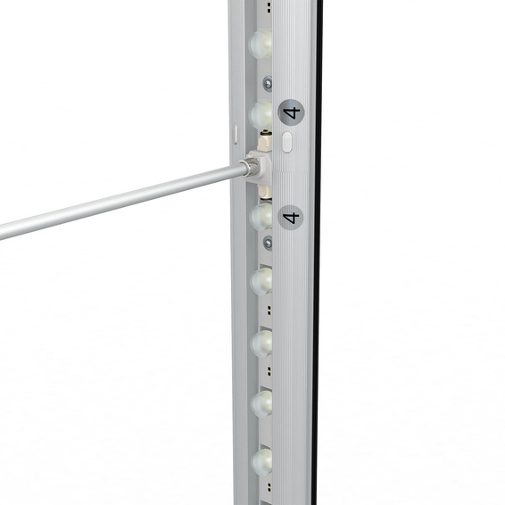 Messewand Lightbox click, Befestigung Stützstange