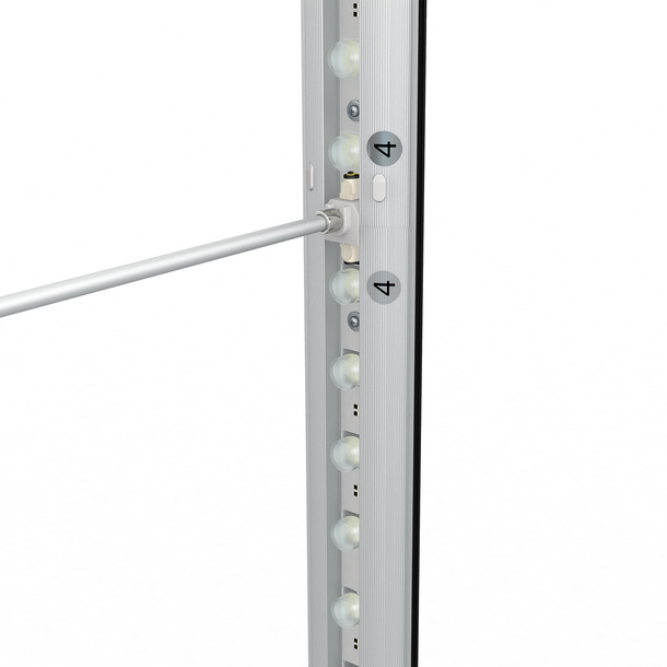 Messewand Lightbox click, Befestigung Stützstange