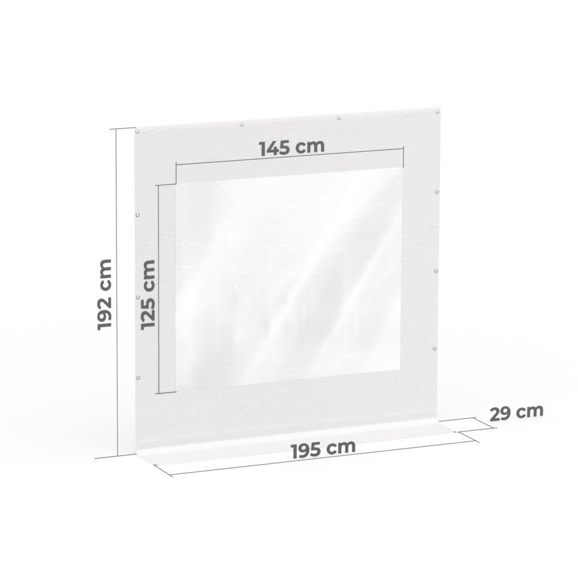 Zeltwand mit Fenster für die Zeltseiten von Partyzelten - Maße