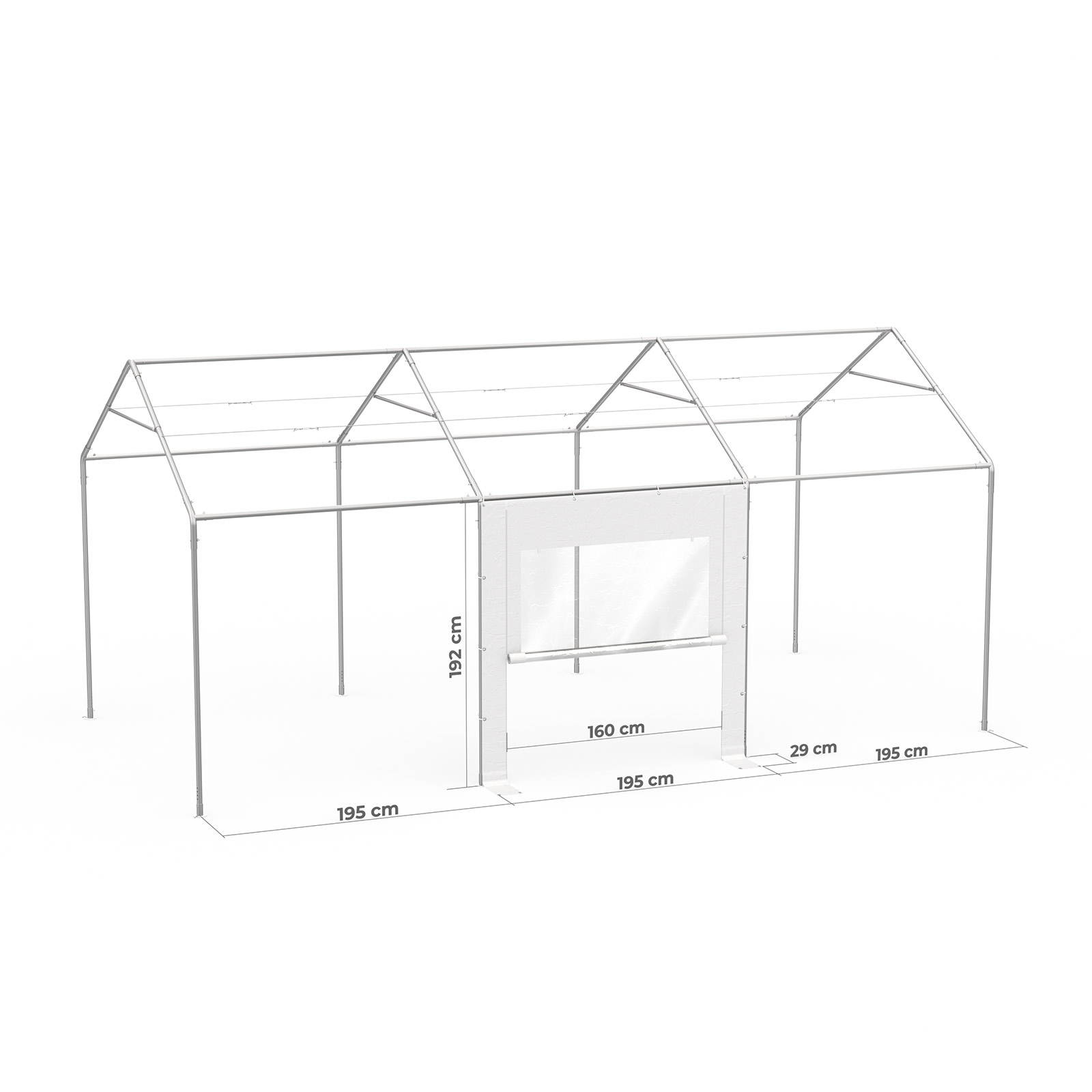 Zeltwand mit Fenster & Tür: Beispiel am Zeltgestell Partyzelt Select 3 x 6 m