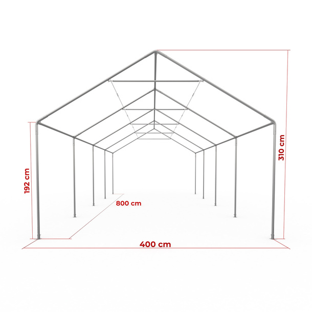 Gestell Partyzelt Select 4 x 8 m - Maße