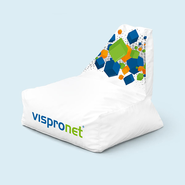 Sitzsack Tropfen, alle Seiten vollflächig bedruckbar