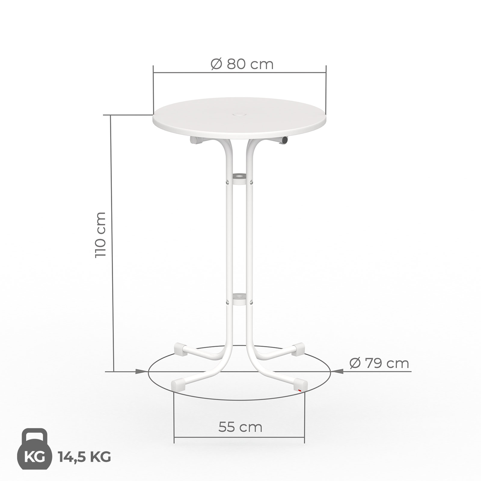 Maße Stehtisch 80 cm von Vispronet