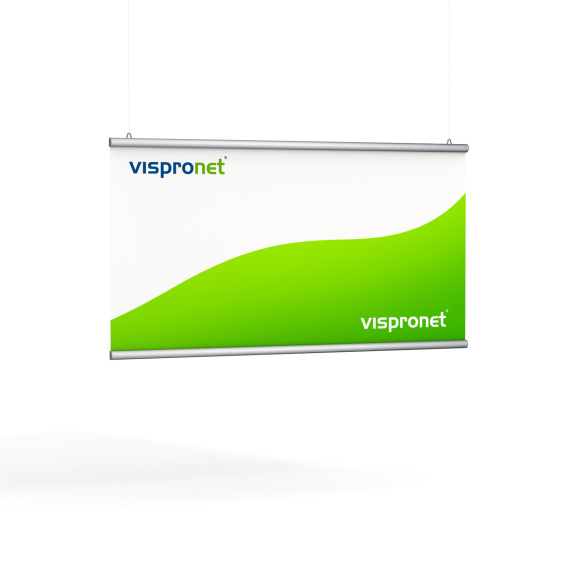 Stoffbanner mit Alu-Klemmschiene an der Ober- und Unterkante