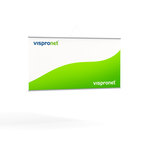 Stoffbanner mit Metallbeleistung an der Ober- und Unterkante