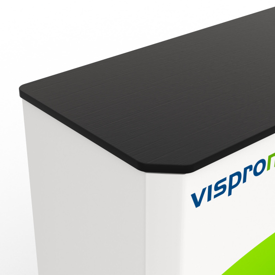 Messetheke Kederrahmen flex, Detail: Tischplatte 