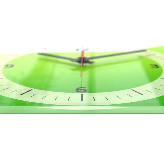 Uhr aus Acrylglas: hochglänzend, polierte Kanten, exklusive Tiefenwirkung