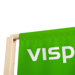 Bannerdisplay Holz - Detailansicht Oberkante, Holzstange zum Einstecken