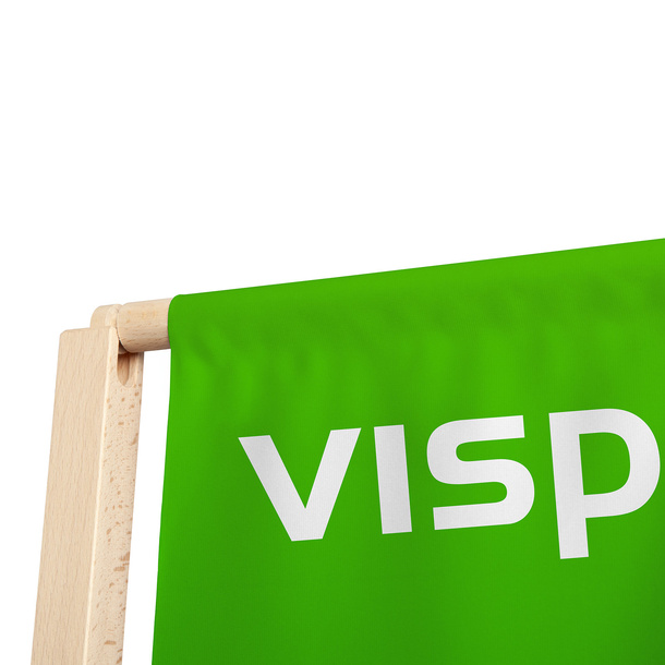 Bannerdisplay Holz - Detailansicht Oberkante, Holzstange zum Einstecken