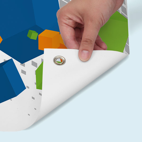 Werbebanner, PVC-Banner Basic mit Metallöse  ø 10 mm, Rückseite