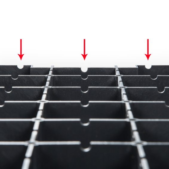 Bodenplatten mit Haken-Laschen-System, Unterseite